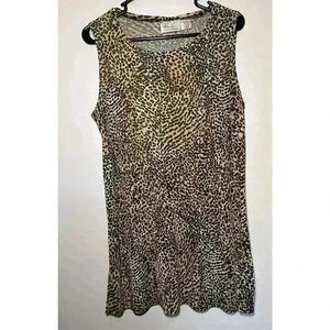 KATHIE LEE COLLECTION SLEEVELESS Leopard Animal PRINT TANK TOP Blouse SIZE M